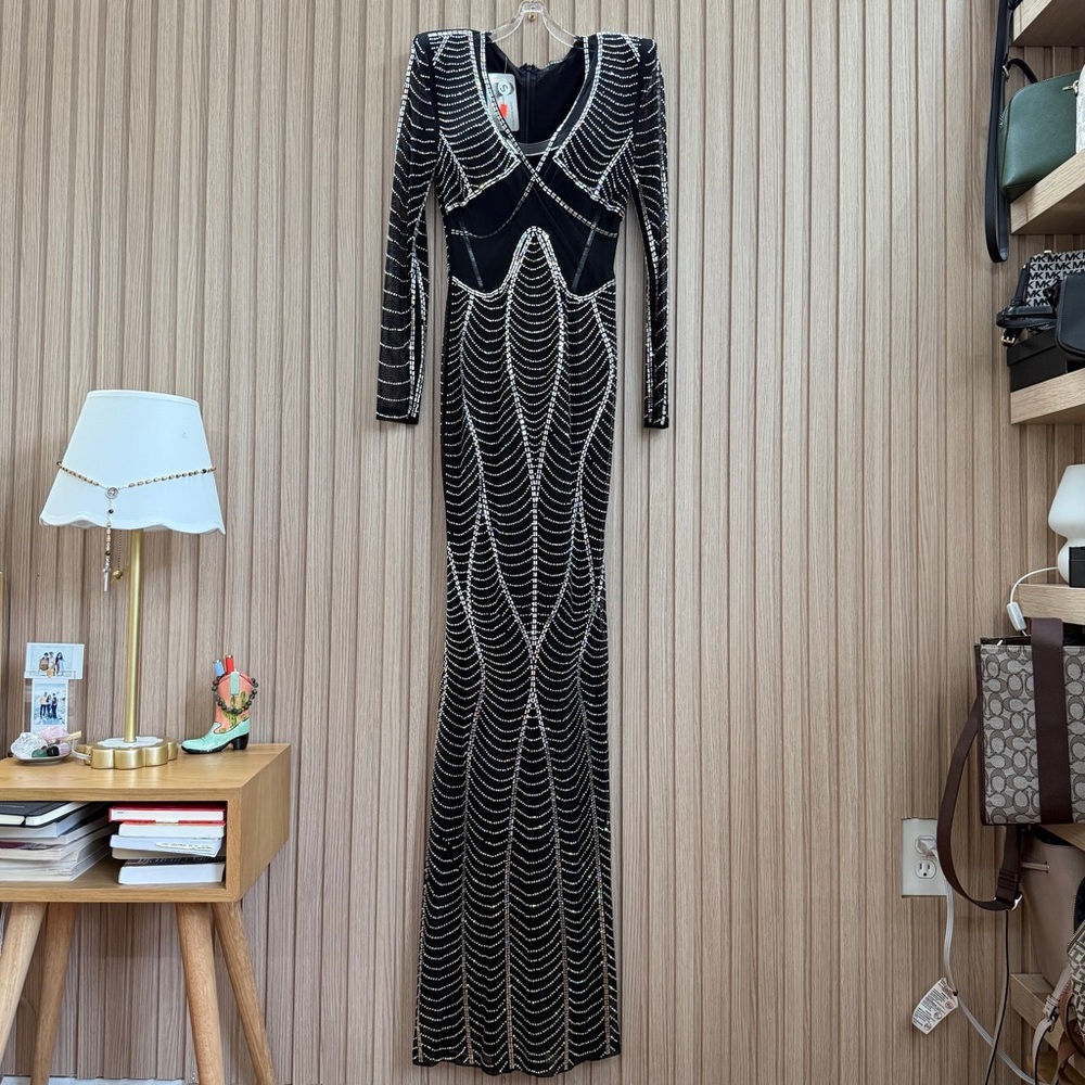 Elegant Black and Silver Evening Gown